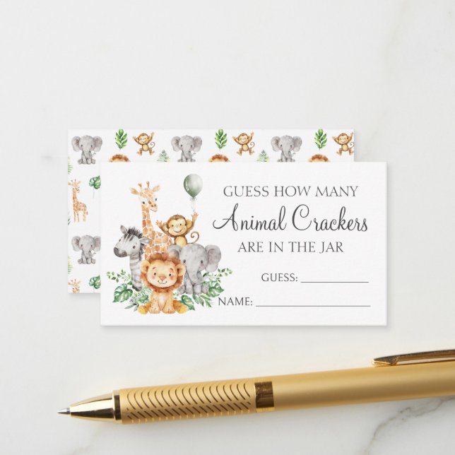 Budget Devinez Les Crackers Animaux Cartes de Douc (Devant/Arrière en situation)