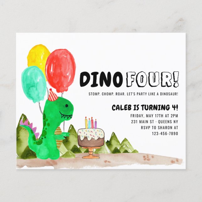 Budget Dino FOUR Balloon Dinosaur 4th Birthday (Front)