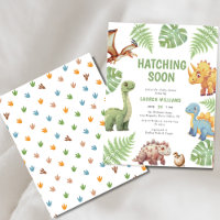 Budget Dinosaur Hatching Soon Baby Shower Invites
