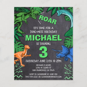 Budget Dinosaur Kids Dino Trex Birthday Invitation Flyer