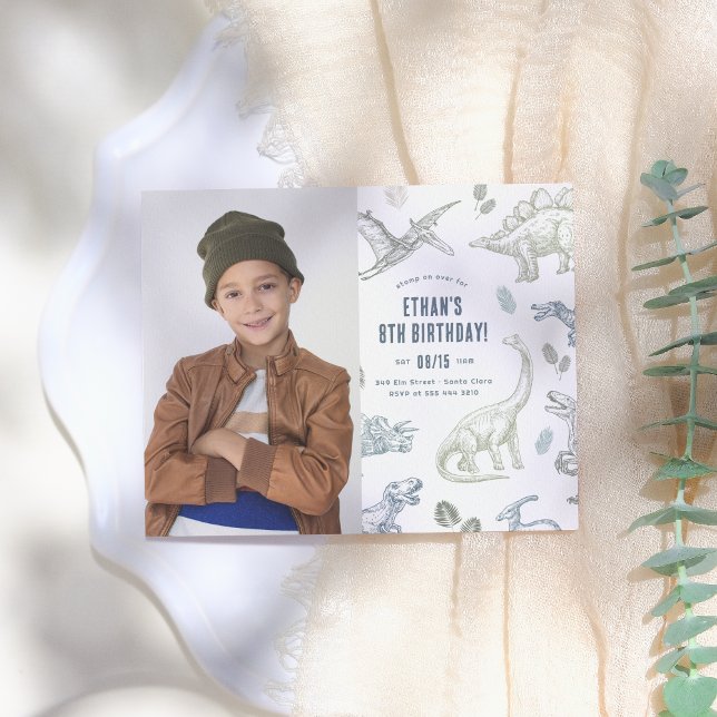 Budget Dinosaur Photo Birthday Party Invitation (Creator Uploaded)