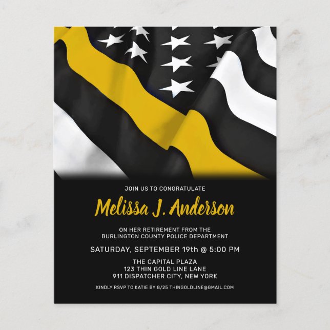 Budget Dispatcher Retirement Thin Gold Line Invite (Front)