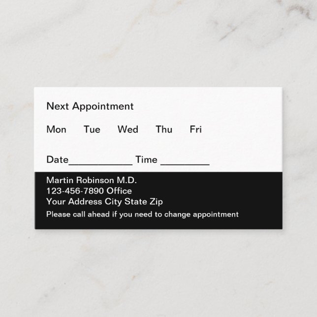 Budget Doctor Appointment Cards (Front)