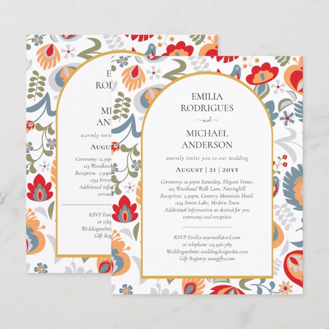 BUDGET Double Sided BILINGUAL Wedding Folk Art Fly (Front/Back)