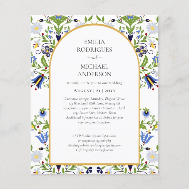 BUDGET Double Sided BILINGUAL Wedding Folk Art Flyer (Front)