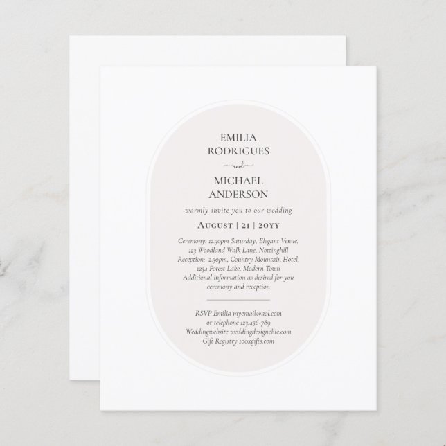 BUDGET Double Sided BILINGUAL Wedding White Beige (Front/Back)