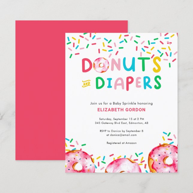 Budget Doughnuts & Diapers Baby Sprinkle Colourful (Front/Back)