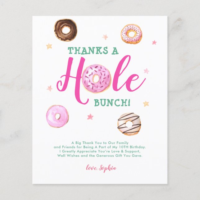 BUDGET Doughnuts Thanks a Hole Bunch Photo Thank Y (Front)