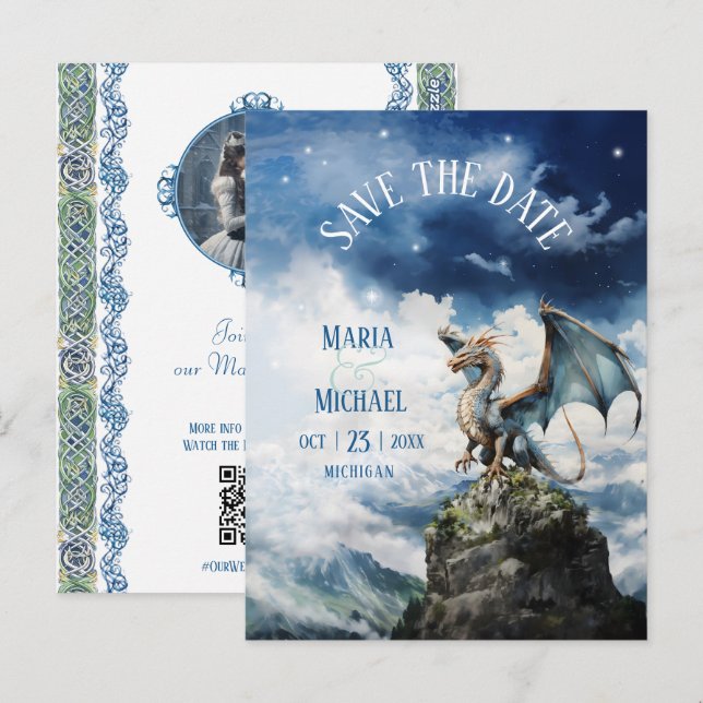 Budget Dragon Wedding Enregistrer la date Carte po (Devant / Derrière)