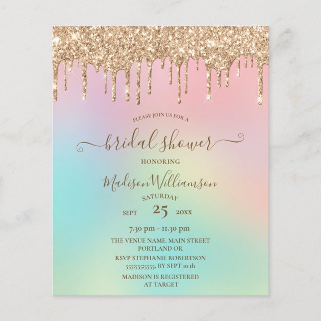  Budget Dripping Gold Glitter  Bridal Shower  (Front)