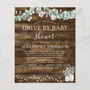 Budget Drive By Baby Shower Eucalyptus Rustic Wood