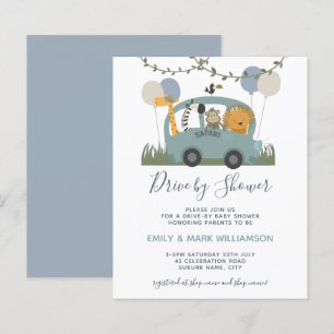 Budget Drive By Baby Shower Safari Animal Blue