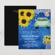 Budget Drive-BY Wedding Invites -Cartoon Couple