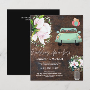 Budget Drive-BY Wedding Invites -Cartoon Couple