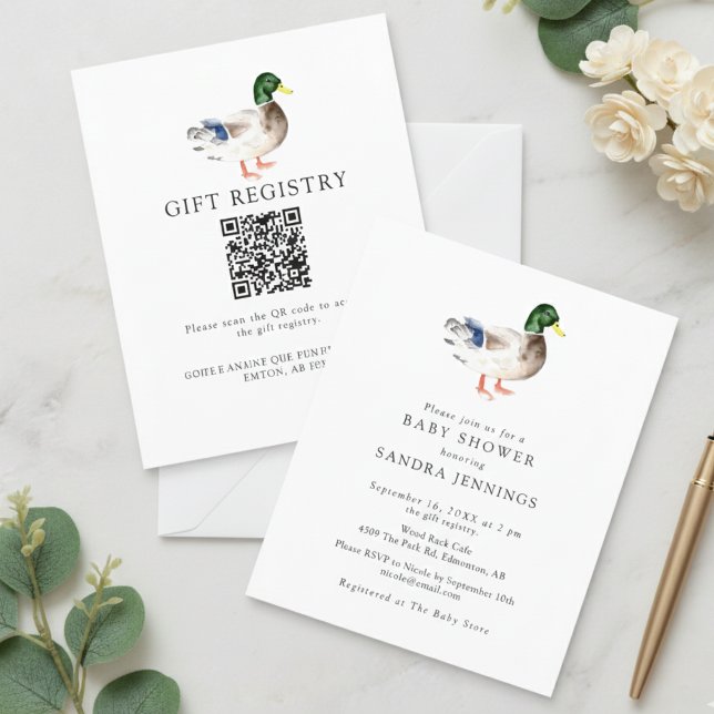 Budget Duck Baby Shower 2-sided Registry QR Code (Creator Uploaded)