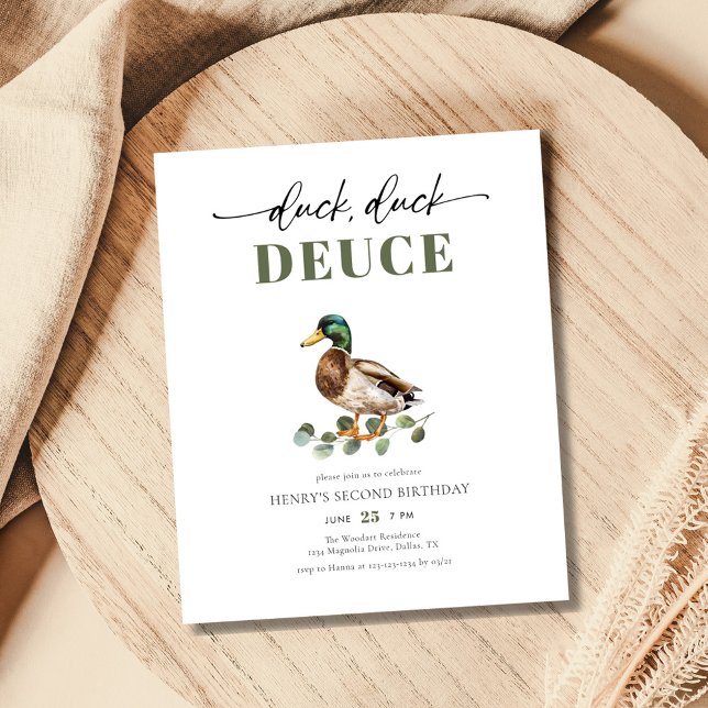 Budget Duck Duck Deuce Boy 2nd Birthday Invitation (Creator Uploaded)