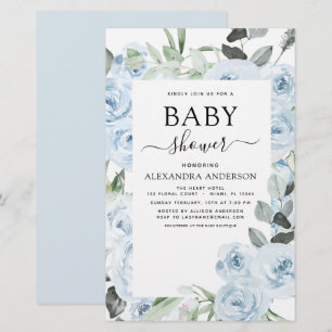 Budget Dusty Blue Baby Shower Floral Greenery