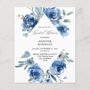Budget Dusty Blue & Blue Bridal Shower Flyer