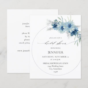 Budget Dusty Blue Boho Floral Ring Bridal Shower B