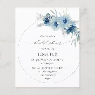 Budget Dusty Blue Boho Floral Ring Bridal Shower B Flyer