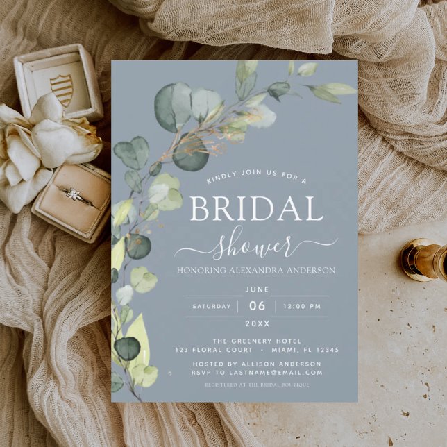 Budget Dusty Blue Bridal Shower Eucalyptus (Creator Uploaded)