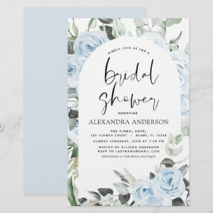 Budget Dusty Blue Bridal Shower Floral Greenery