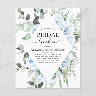 Budget Dusty Blue Bridal Shower Luncheon Flyer