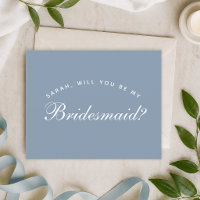 Budget Dusty Blue Calligraphy Bridesmaid Proposal