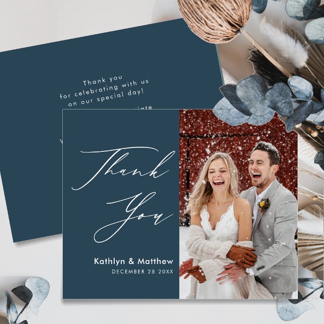 Budget Dusty Blue Elegant Script Wedding Thank You Flyer (Creator Uploaded)