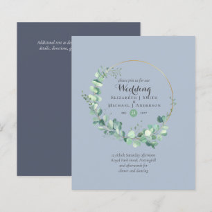 Budget Dusty Blue Eucalyptus Wedding Invites