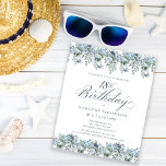 Budget Dusty Blue Floral 18th Birthday Invitation<br><div class="desc">Dusty blue flowers create top and bottom borders on this elegant birthday invitation. Classic script calligraphy adds a beautiful touch. This item is party of the Dusty Blue floral collection.</div>