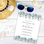 Budget Dusty Blue Floral 18th Birthday Invitation<br><div class="desc">Dusty blue peonies and wildflowers form a very pretty top and bottom borders on this birthday invitation</div>