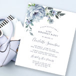 Budget Dusty Blue Floral 21st Birthday Invitation<br><div class="desc">A dusty blue peony and wildflowers decorate a pretty birthday invitation. Modern calligraphy adds to the Boho Vibe.</div>