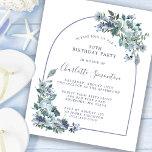 Budget Dusty Blue Floral 30th Birthday Invitation<br><div class="desc">Dusty blue peonies and wildflowers decorate a pretty birthday invitation. Modern calligraphy and the arch add to the Boho Vibe.</div>