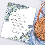 Budget Dusty Blue Floral 90th Birthday Invitation<br><div class="desc">Dusty blue roses,  peonies and wildflowers decorate a pretty floral 90th birthday invitation. Modern calligraphy adds to the Boho Vibe.</div>