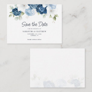 Budget Dusty Blue Floral Greenery Save the Date Card