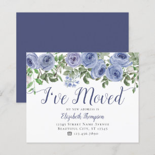 Budget Dusty Blue Floral I Have Moved Moving Card