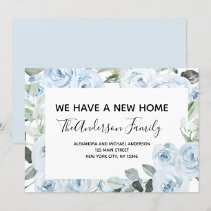 Budget Dusty Blue Floral Moving Faire-part