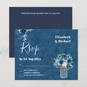 BUDGET Dusty Blue Floral RSVP Monochromatic
