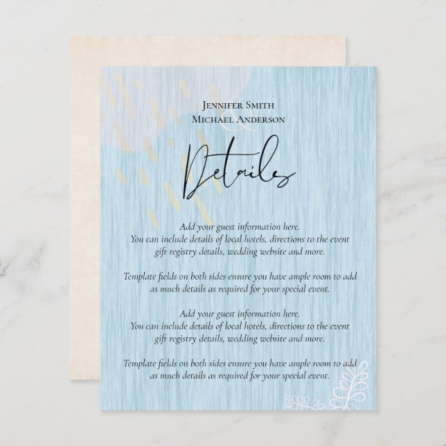 Budget Dusty Blue Gold Wedding Script (Front/Back)