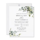 Budget Dusty Blue Greenery Wedding Invitation