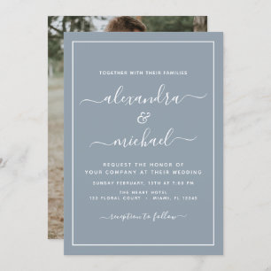 Budget Dusty Blue Mariage avec invitation photo