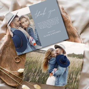 Budget Dusty Blue Mariage Photo Carte de remerciem