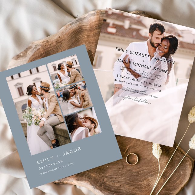 Budget Dusty Blue Minimalist Wedding Invitation (Creator Uploaded)