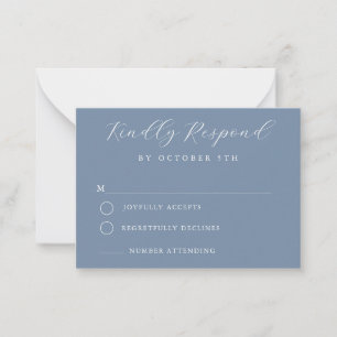 Budget Dusty Blue Minimaliste Mariage Carte RSVP