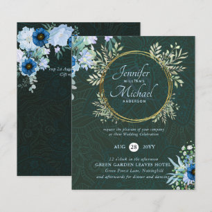 BUDGET Dusty Blue Sage Floral Wedding Invite