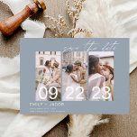 Budget Dusty Blue Save the Date 3 Photo  Flyer<br><div class="desc">Elevate your wedding announcement with our Budget Dusty Blue Save the Date 3 Photo Invitation, a stylish yet affordable way to set the tone for your special day. This invitation seamlessly blends modern aesthetics with a timeless dusty blue hue, creating an elegant look that's easy on the budget. With space...</div>