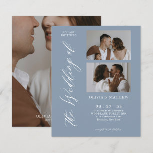 BUDGET Dusty Blue Script Photo Collage Wedding