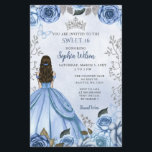 Budget Dusty Blue Silver Floral Princess Sweet 16<br><div class="desc">Budget Elegant Dusty Blue Silver Butterfly Floral Princess Sweet 16 Invitation</div>