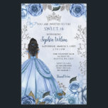 Budget Dusty Blue Silver Floral Princess SWEET 16<br><div class="desc">Budget Elegant Dusty Blue Silver Butterfly Floral Princess Sweet 16 Invitation</div>